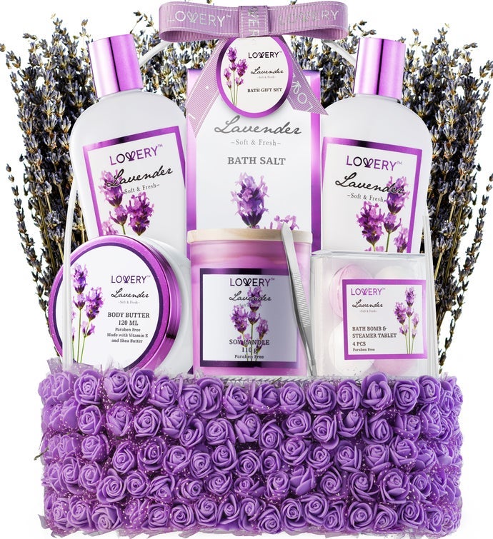 Lavender Body Care Gift Set, Handmade Self Care Kit, 15 Piece